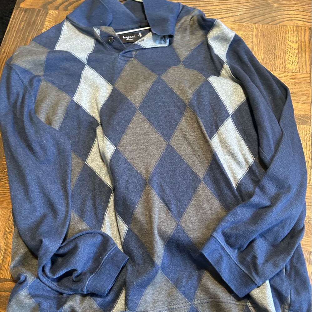 Men’s xL haggar  dress sweater blue and grey